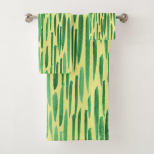 Conjunto De Toalhas Padrão moderno de bambu Tiki Verdes