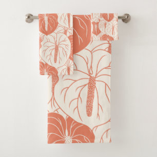 Conjunto De Toalhas Padrão moderno de impressão de Anthurium havaiano