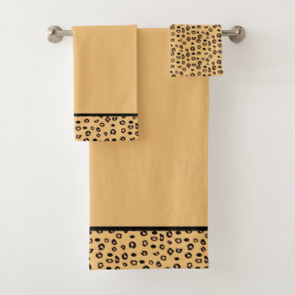 Conjunto De Toalhas Padrão Moderno de Leopardo em Laranja Claro
