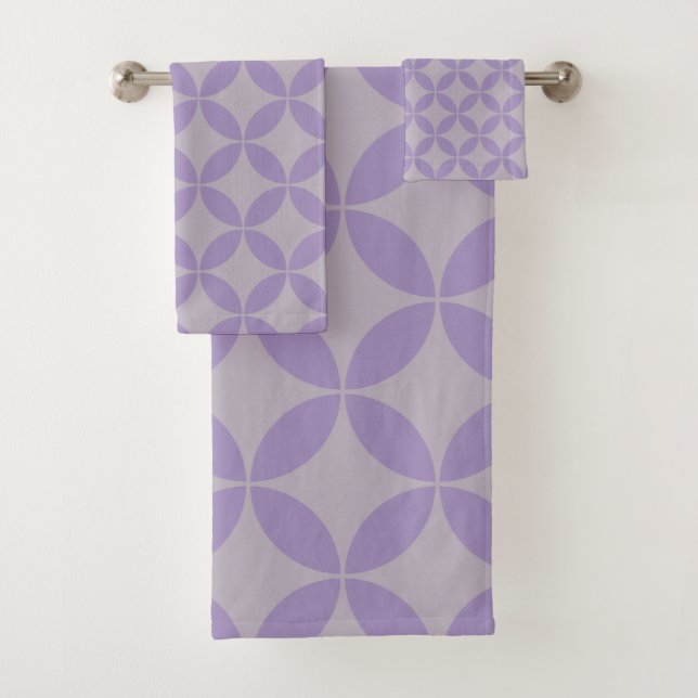Conjunto De Toalhas Padrão Moderno de Meio século Roxo e Lilac (Insitu)