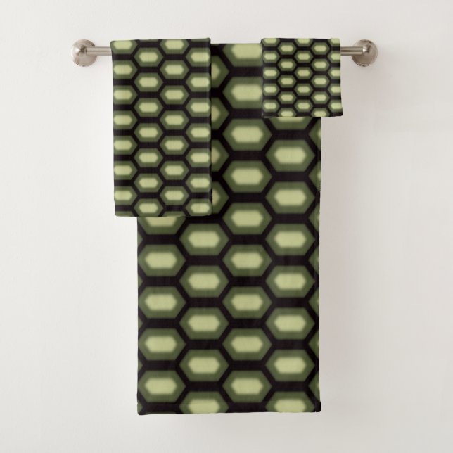 Conjunto De Toalhas Padrão Moderno de Pele de Tartaruga Verde (Insitu)