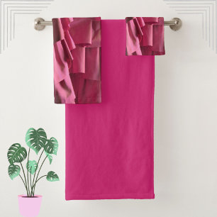 Conjunto De Toalhas Padrão moderno do bonito Glam Seda Rosa Quente esf