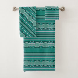 Conjunto De Toalhas Padrão Moderno em Azuis Aquáticos