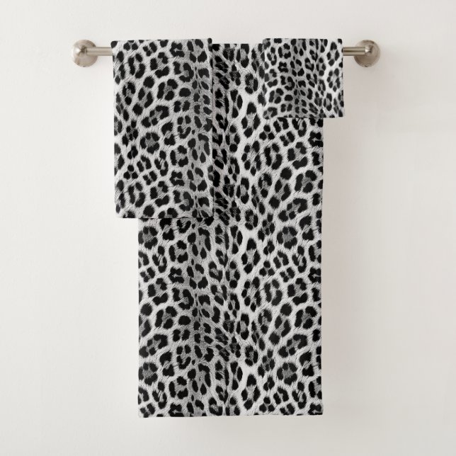 Conjunto De Toalhas Padrão monocromático preto e branco, leopardo (Insitu)