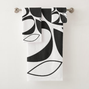 Conjunto De Toalhas Padrão Na moda preto de Abstrato branco moderno