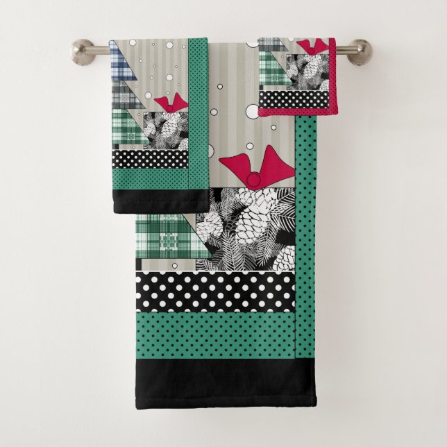 Conjunto De Toalhas Padrão natalício, aplicável, ano novo, natal (Insitu)