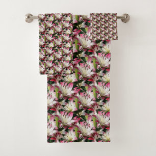 Conjunto De Toalhas Padrão natural da flor branca 