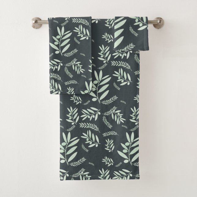 Conjunto De Toalhas Padrão natural do ramo da oliveira (Insitu)