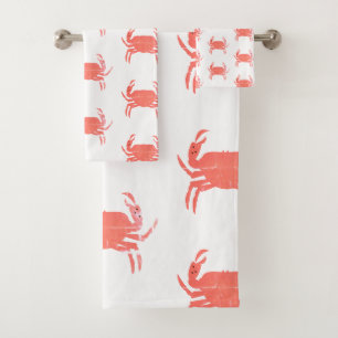 Conjunto De Toalhas Padrão Oceano Minimalista de Caranguejo Azul Marin