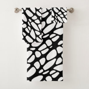 Conjunto De Toalhas Padrão Orgânico Gótico Preto e Branco