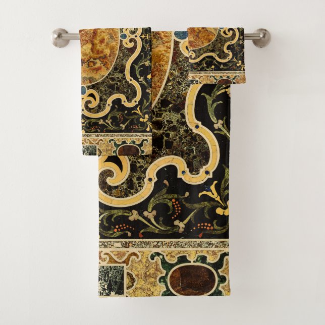 Conjunto De Toalhas Padrão Ornamental Antiquado De Gemstone Italiano (Insitu)