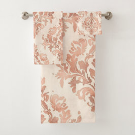 Conjunto De Toalhas Padrão Ornamental de Aquarela de Damasco de Pêsseg