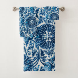 Conjunto De Toalhas Padrão Ornamental Ornamental Vintage Blue