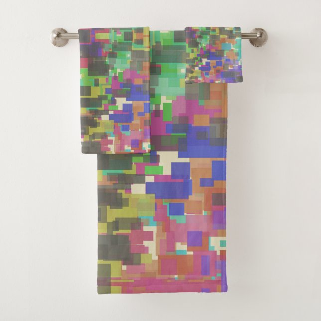 Conjunto De Toalhas Padrão Pixelado Além das Cores do Arco-Íris (Insitu)
