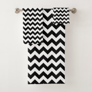 Conjunto De Toalhas Padrão preto e branco de ziguezague, padrão Chev