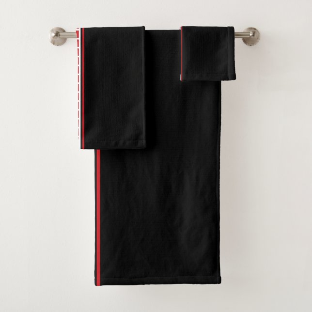 Conjunto De Toalhas Padrão Preto e Vermelho Abstrato e Ousado (Insitu)