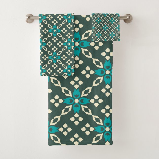 Conjunto De Toalhas Padrão retrorreflector do Azulejo Ornamentado deco (Insitu)