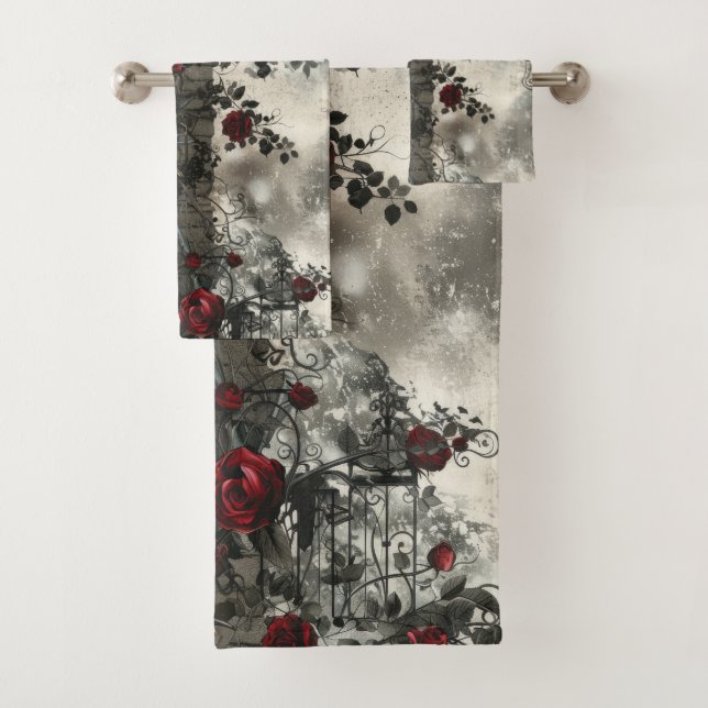 Conjunto De Toalhas Padrão Rosa de Jardim Gótico Vitoriano (Insitu)