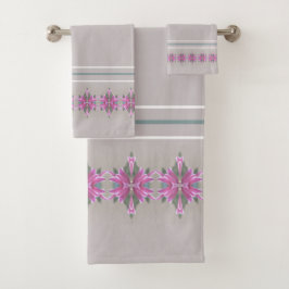 Conjunto De Toalhas Padrão Rosa Detalhado