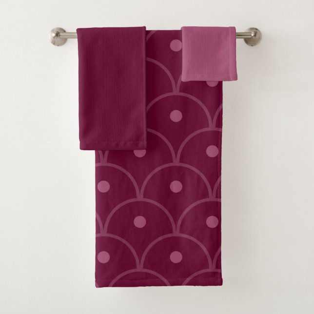 Conjunto De Toalhas Padrão rosa e fuchsia (Insitu)