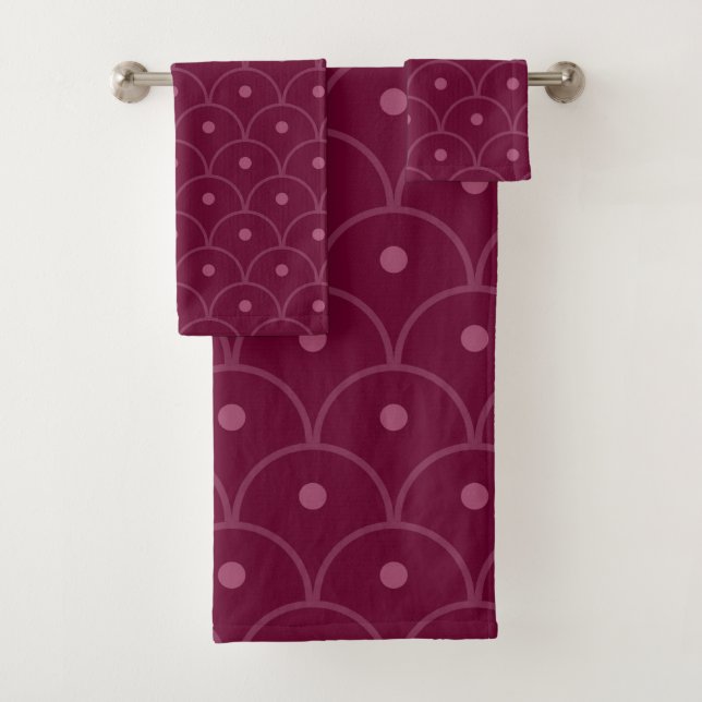 Conjunto De Toalhas Padrão rosa e fuchsia (Insitu)
