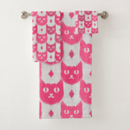 Conjunto De Toalhas Padrão rosa icat ikat