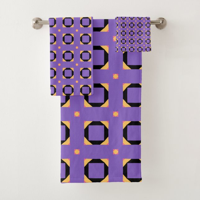 Conjunto De Toalhas Padrão roxo decorativo (Insitu)