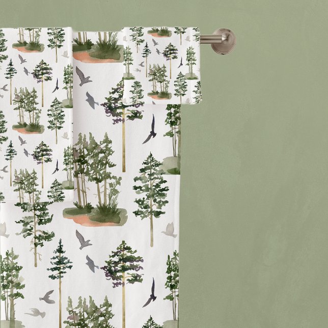 Conjunto De Toalhas Padrão Rustic Pine Trees (Criador carregado)