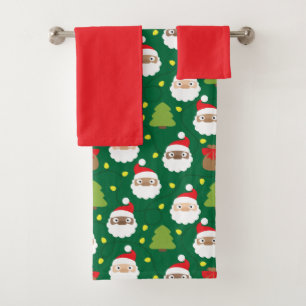 Conjunto De Toalhas Padrão Santa Clauses