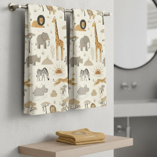 Conjunto De Toalhas Padrão Savana Sunrise Safari ID1259