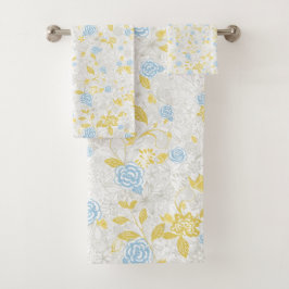 Conjunto De Toalhas Padrão sem costura da Flor Turquesa Floral