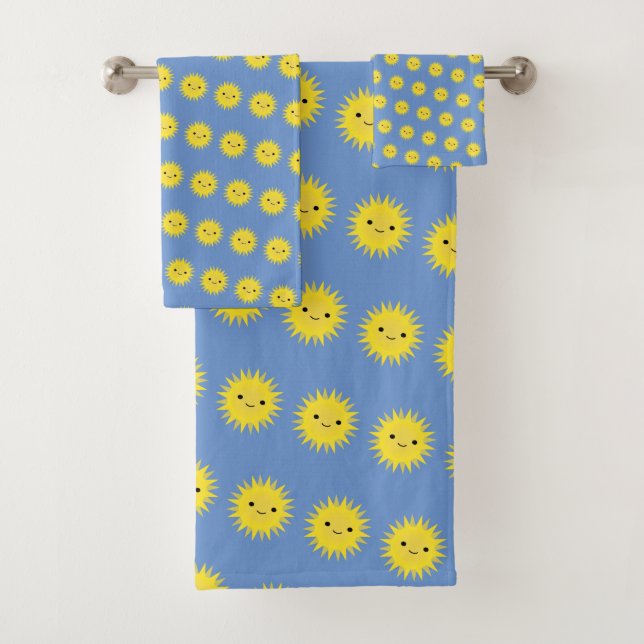 Conjunto De Toalhas Padrão Sol Bonito de Kawaii Sorrindo (Insitu)