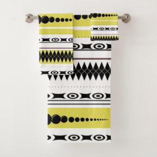 Conjunto De Toalhas Padrão Sudoeste Preto, Cinza, Trigo, Branco