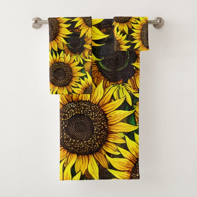 Conjunto De Toalhas Padrão Sunny Large Sunflower (Insitu)