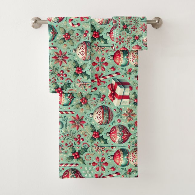Conjunto De Toalhas padrão temático de Natal (Insitu)