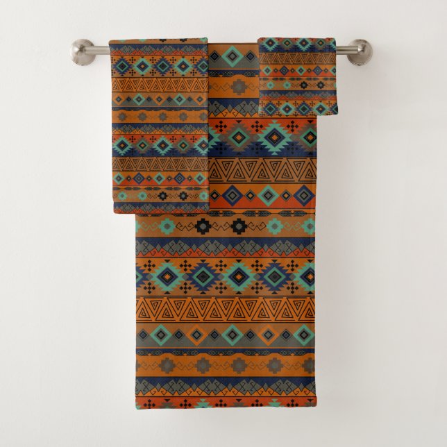 Conjunto De Toalhas Padrão tribal asteca. (Insitu)
