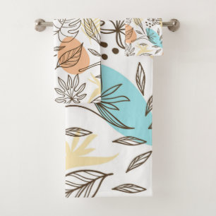 Conjunto De Toalhas Padrão tropical de Verão desenhado à mão