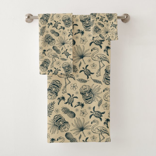 Conjunto De Toalhas Padrão tropical do Vintage (Insitu)