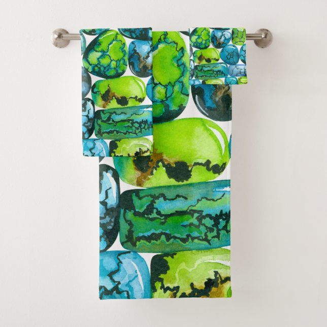 Conjunto De Toalhas Padrão turquesa (Insitu)