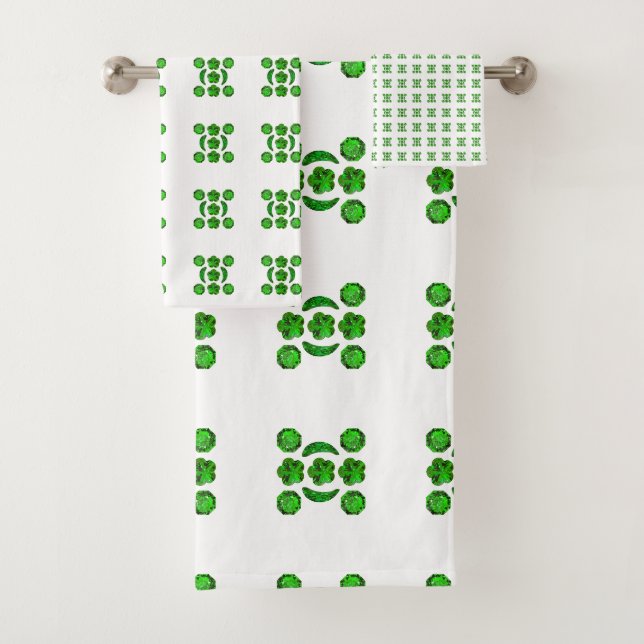 Conjunto De Toalhas Padrão Verde (Insitu)