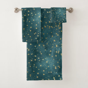 Conjunto De Toalhas Padrão verde azul-escuro do céu