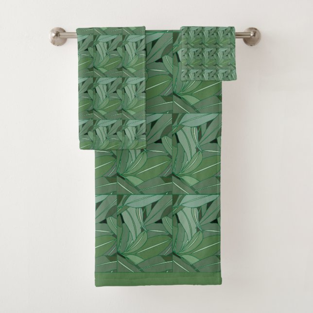Conjunto De Toalhas Padrão Verde de Folhas de Eucalipto (Insitu)