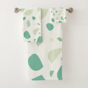 Conjunto De Toalhas Padrão verde do terrazzo