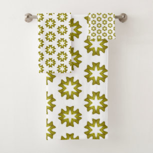 Conjunto De Toalhas Padrão Verde Oliva