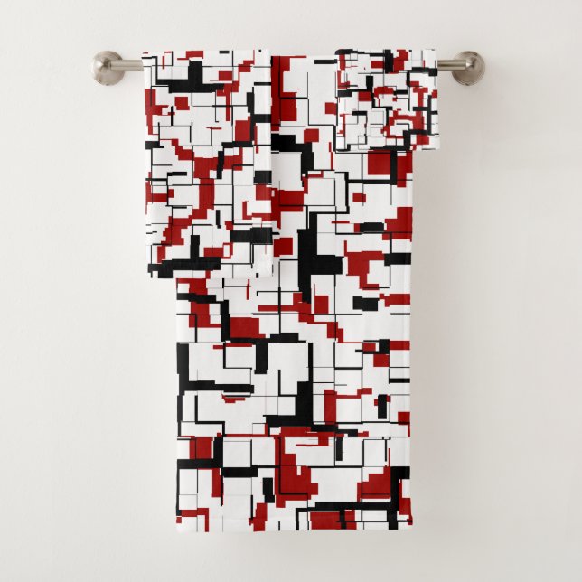 Conjunto De Toalhas Padrão Vermelho Branco Preto da Camo Digital (Insitu)