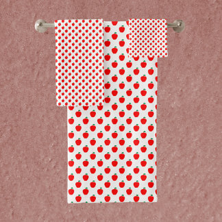 Conjunto De Toalhas Padrão Vermelho de Fruta de Maçã