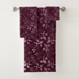 Conjunto De Toalhas Padrão Vinho de Amora 