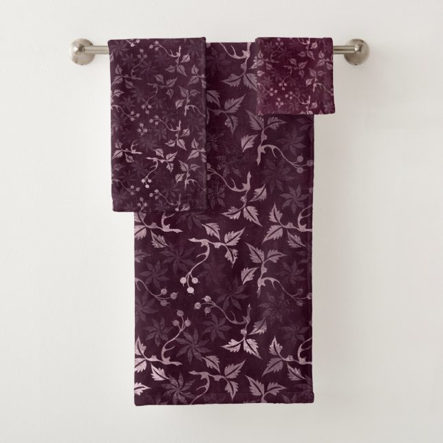 Conjunto De Toalhas Padrão Vinho de Amora  (Insitu)