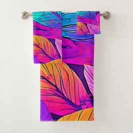 Conjunto De Toalhas Padrão Vivid Leaf