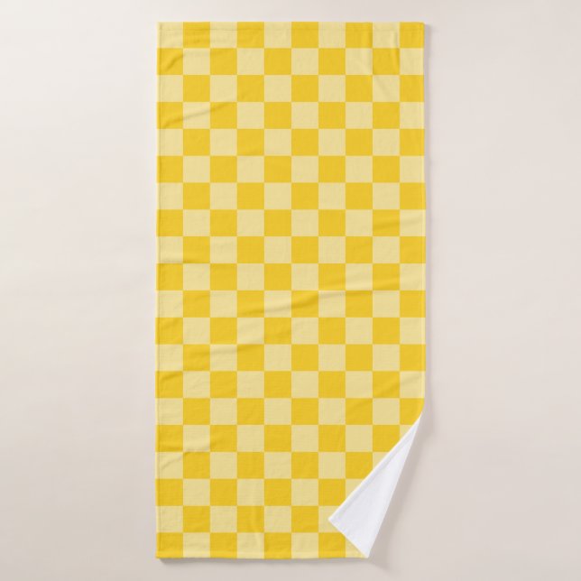 Conjunto De Toalhas Padrão Xadrez Amarelo Alegre (Toalha de Banho)